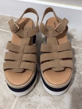 Free People Mykonos Platform Wedge Fisherman Sandal In Vachetta Suede Color